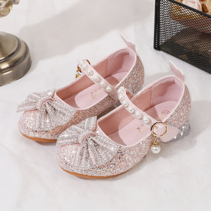 Ladies Glittering Ballet Flats with Pearl Closure Mune Fashion