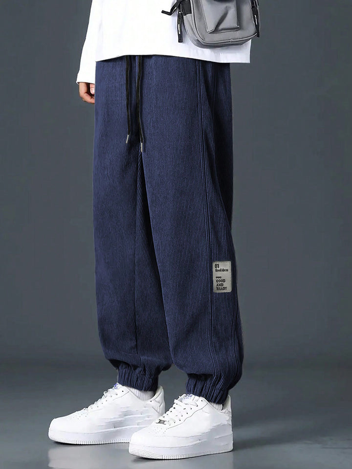 Men's nan Relax leisure pants made of fine wide cord structure with drawstring and elastic ankle cuffs Mune Fashion