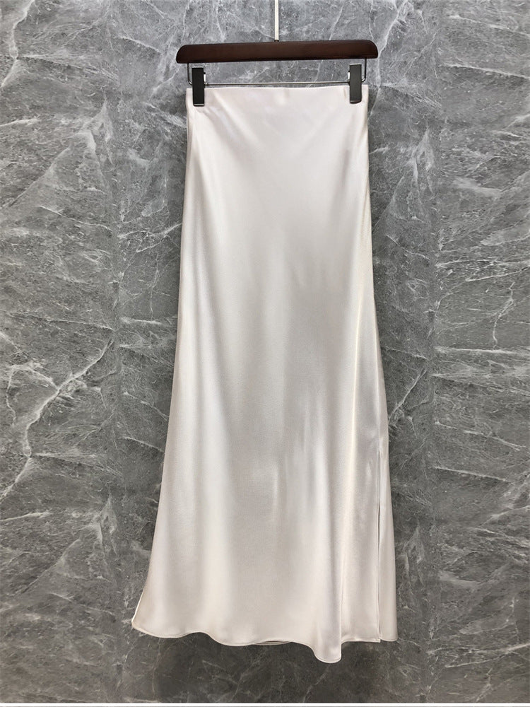 Women Elegant Midi Skirt made of high-quality Satin Mune Fashion