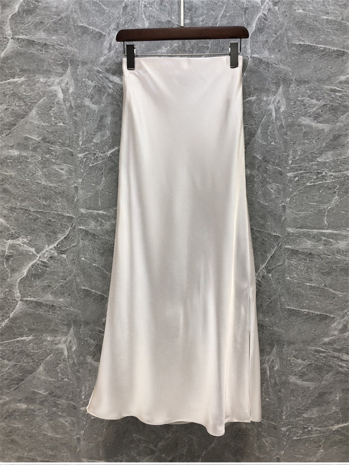 Women Elegant Midi Skirt made of high-quality Satin Mune Fashion