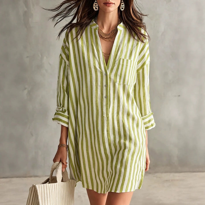 Women Casual and Airy Linen Shirt Dress Mune Fashion