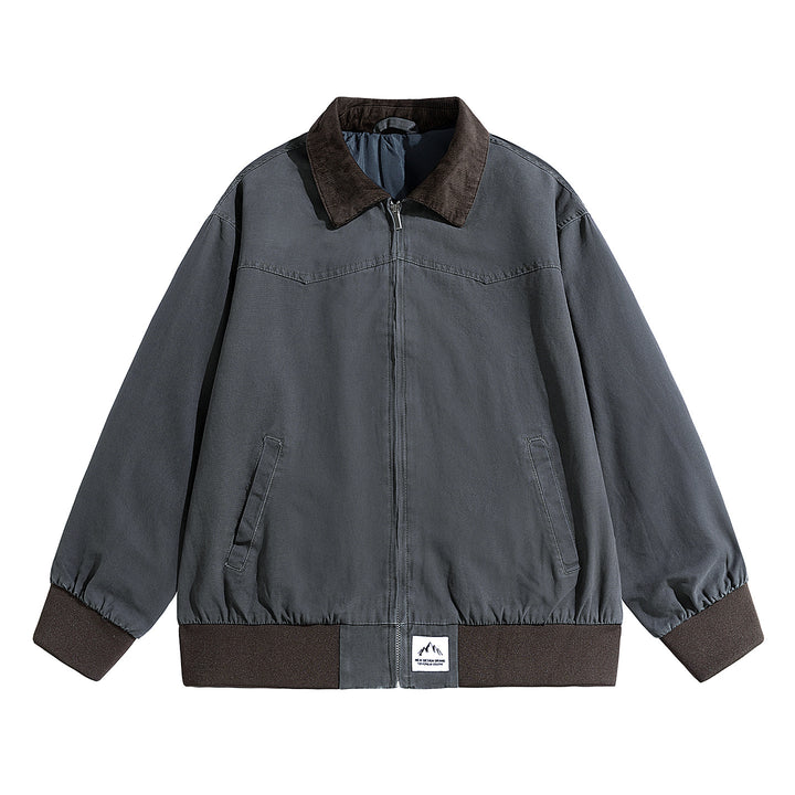 Men's Oversized Field Bomber Jacket with Cord Collar, Elastic Hem & Concealed Zipper Mune Fashion