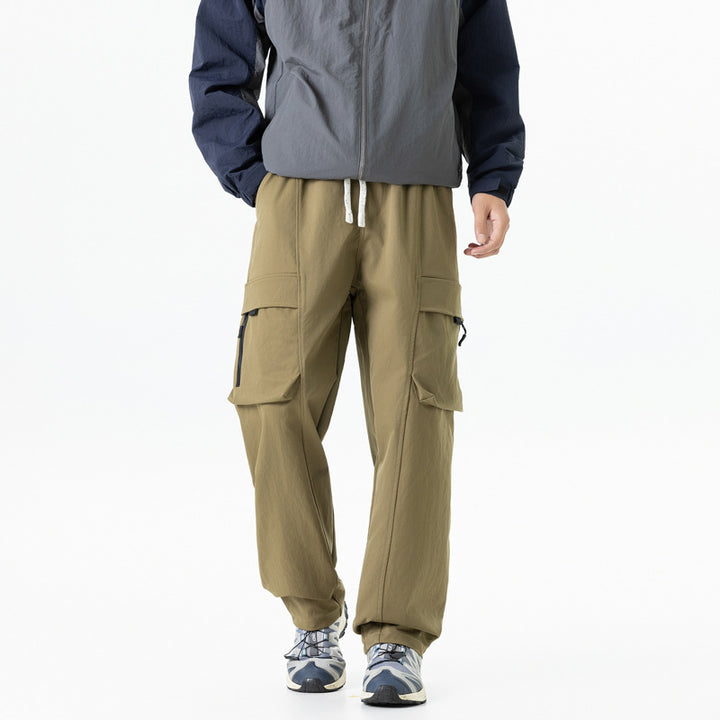 Herren Breit geschnittene Cargo-Hose mit elastischem Bund, Klappentaschen und Kniepaneelen Mune Fashion