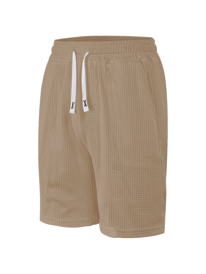 Men's breathable waffle pajama shorts with elastic comfort waistband, drawstring, and side pockets Mune Fashion