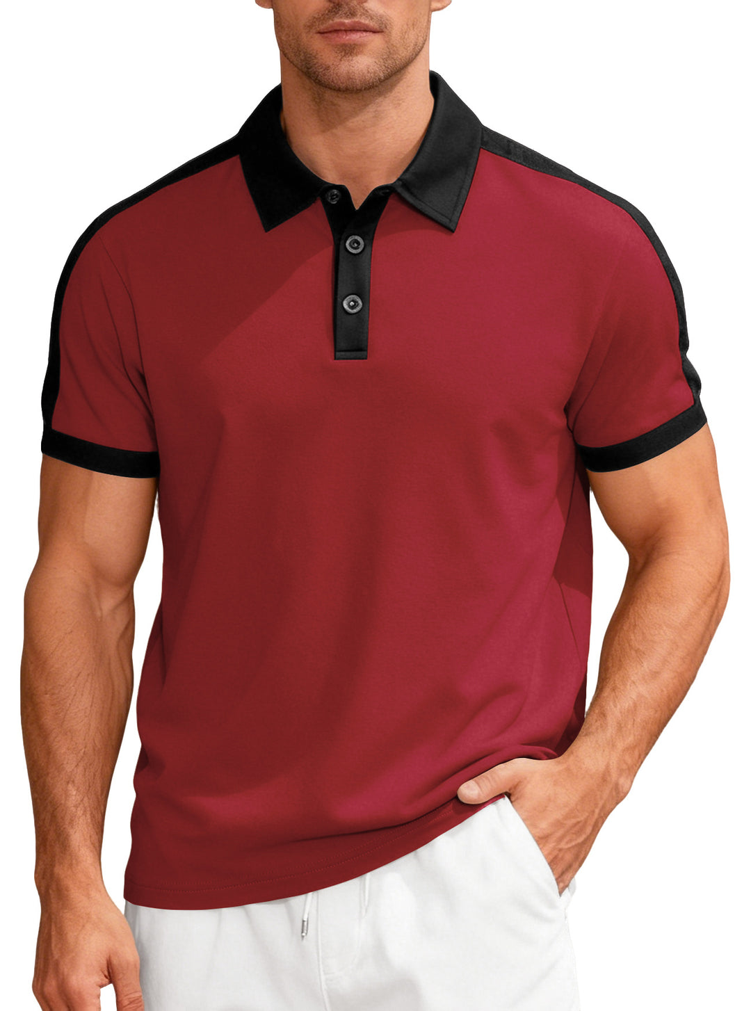 Men's nan Premium polo in retro contrast look with shirt collar and three-button placket Mune Fashion