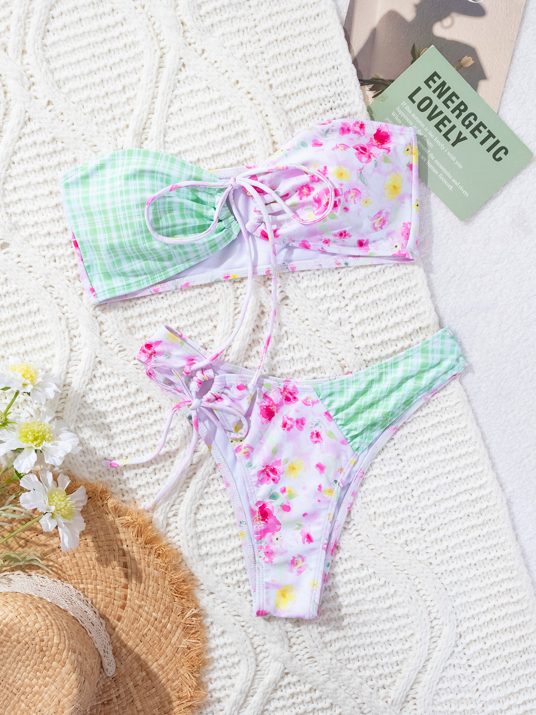 Ladies Cheerful Floral Print Bikini Mune Fashion