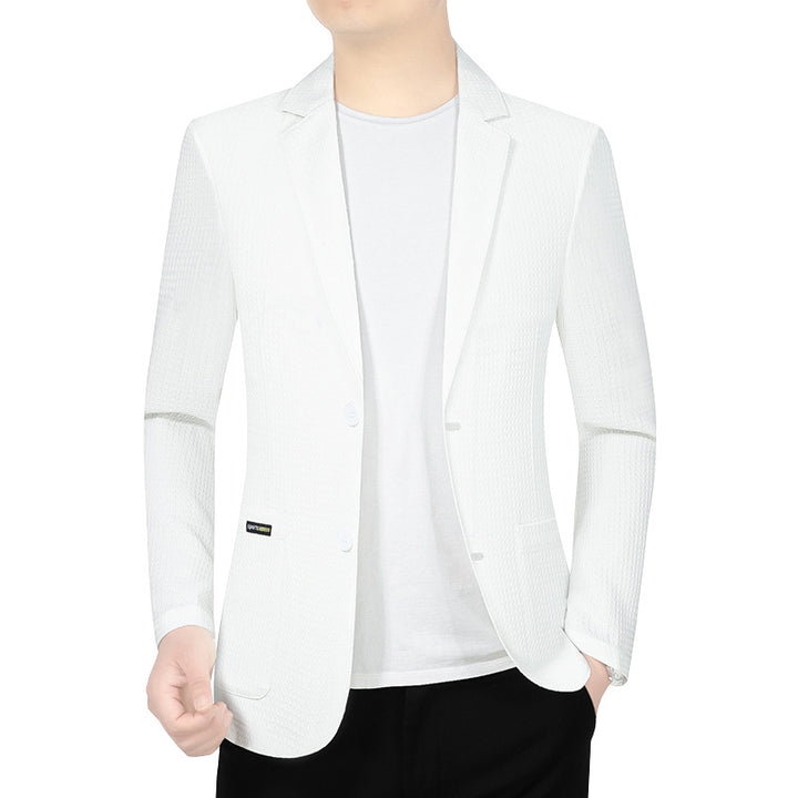 Men's Modern Stretch Business Blazer with Slim Fit and Patch Pockets Mune Fashion