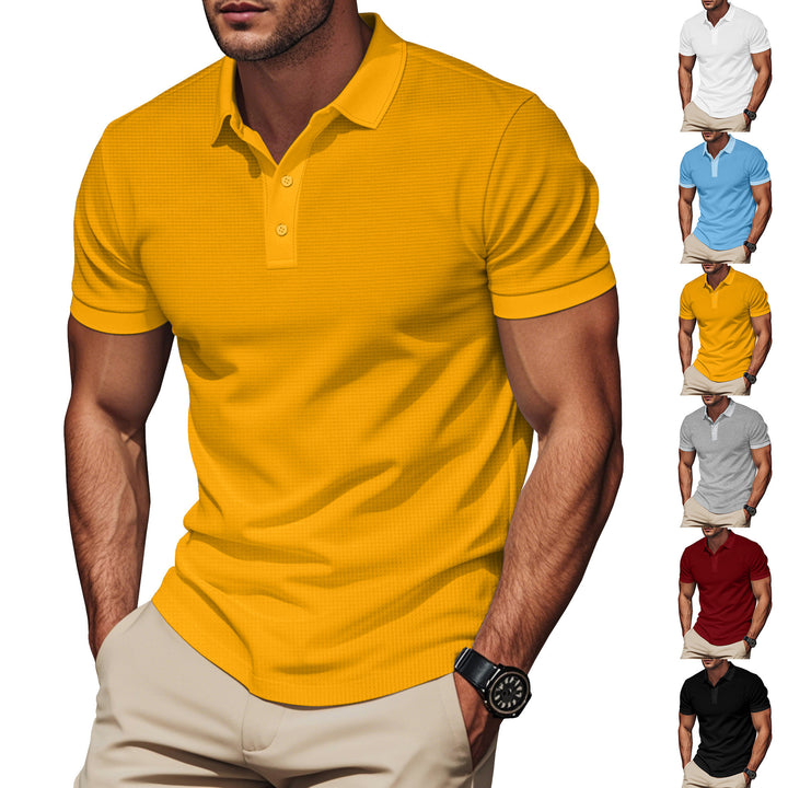 Men's breathable polo with fine waffle structure and two-button placket fitted silhouette Mune Fashion