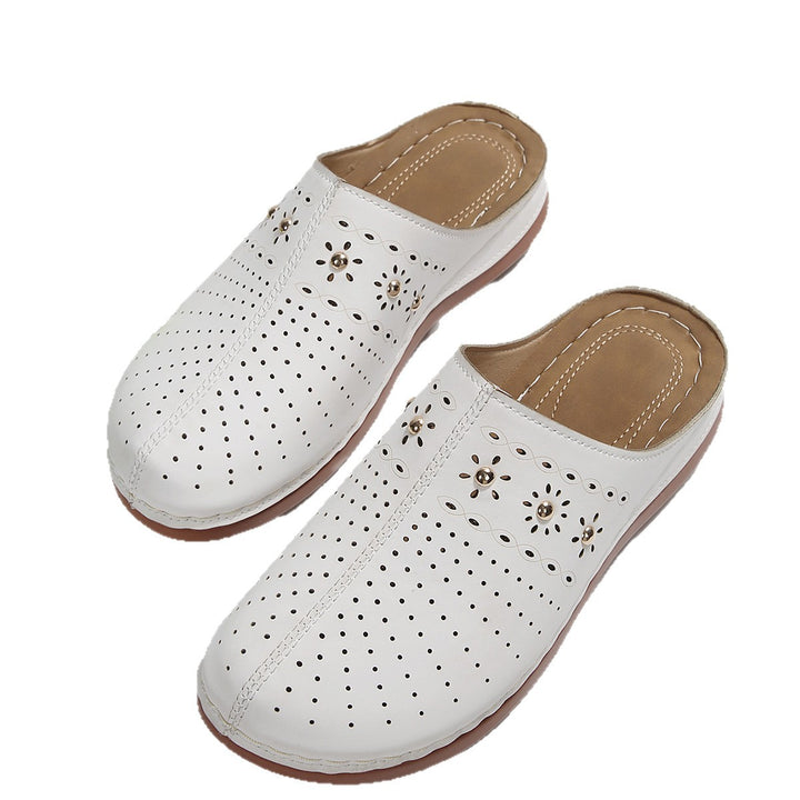 Women's padded mule slippers with fine laser perforation, decorative studs, and ergonomic memory insole Mune Fashion