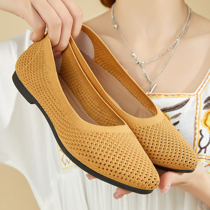 Ladies' breathable knitted ballerina slippers with flexible non-slip EVA sole Mune Fashion