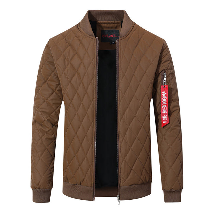 Men's Quilted Bomber Jacket with Diamond Quilting and Arm Pocket Mune Fashion