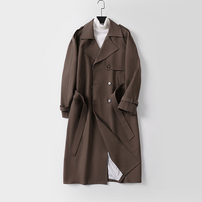Women Double-Breasted Oversized Trench Coat with Wide Shawl Collar and Belt Mune Fashion