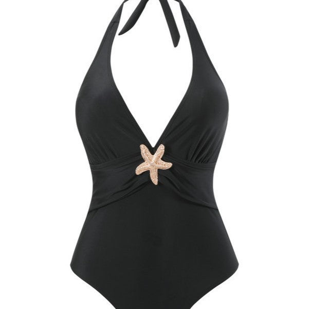 Women's Halterneck Swimwear with Transparent Pareo Mune Fashion