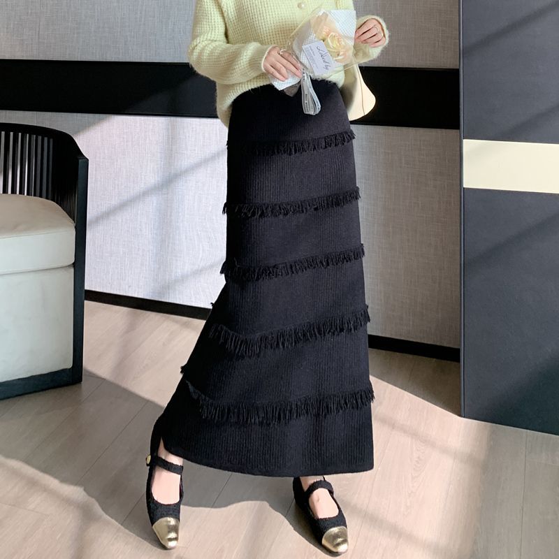 Women's Long Maxi Skirt with Fringes Mune Fashion