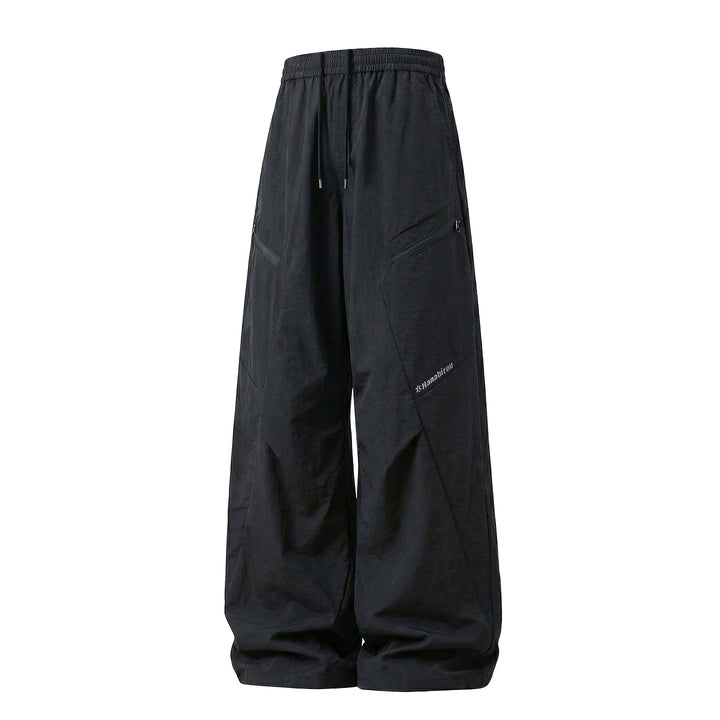 Unisex Wide Technical Cargo Pants with Drawstring Waistband and Zipper Pockets Mune Fashion