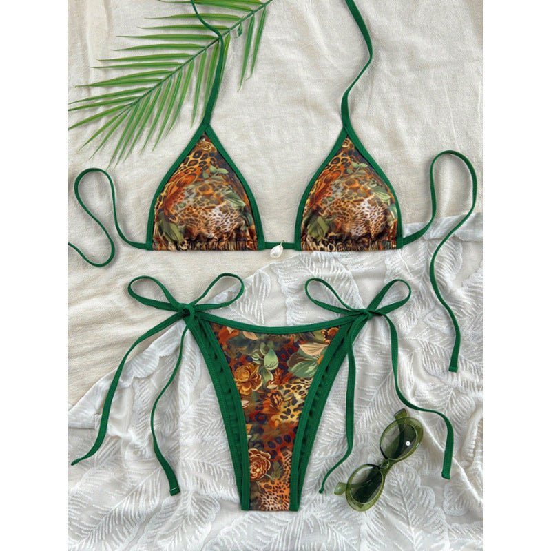 Women's triangle bikini with animal print and side ties Mune Fashion