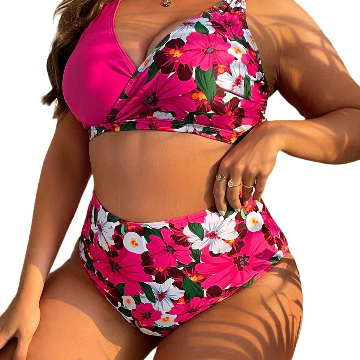 Women's nano bikini set plus sizes with molded bra, V-neck and high-cut waist briefs Mune Fashion
