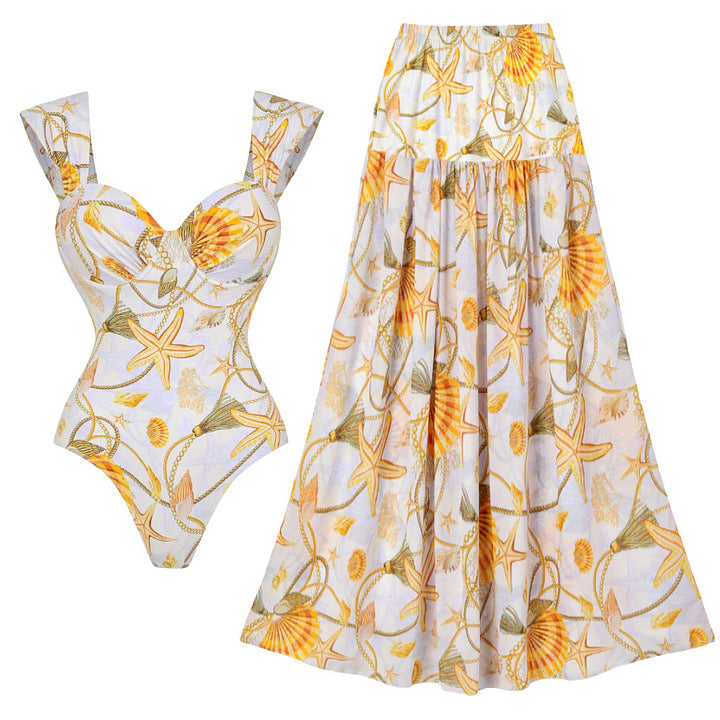Ladies' Swimsuit and Maxi Skirt Set Mune Fashion