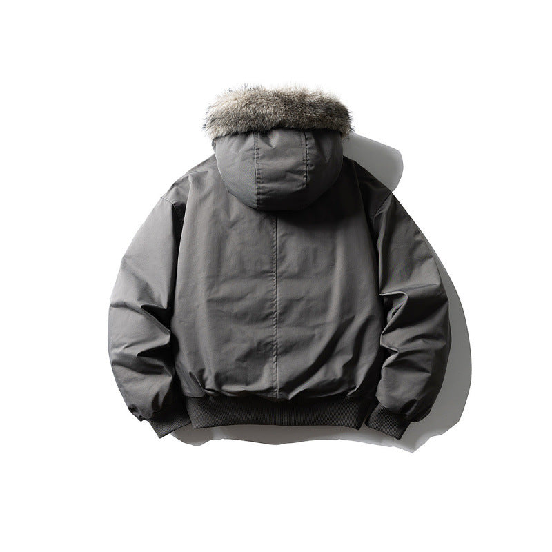 Men's Insulated Winter Bomber Jacket with Hood and Faux Fur Trim Mune Fashion