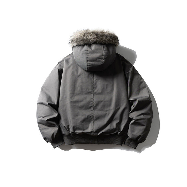 Men's Insulated Winter Bomber Jacket with Hood and Faux Fur Trim Mune Fashion
