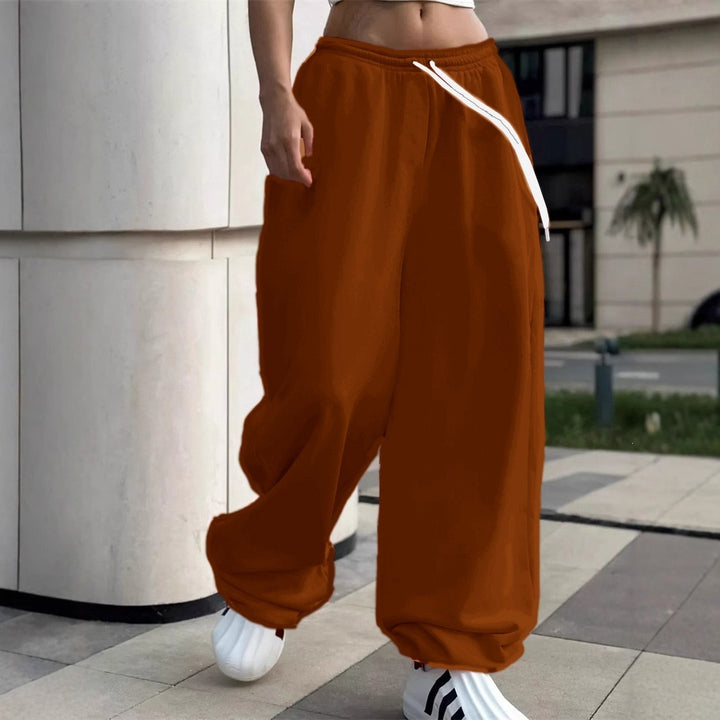 Women's wide Baggy joggers with a high comfort waistband, drawstring and elastic ankle cuffs Mune Fashion