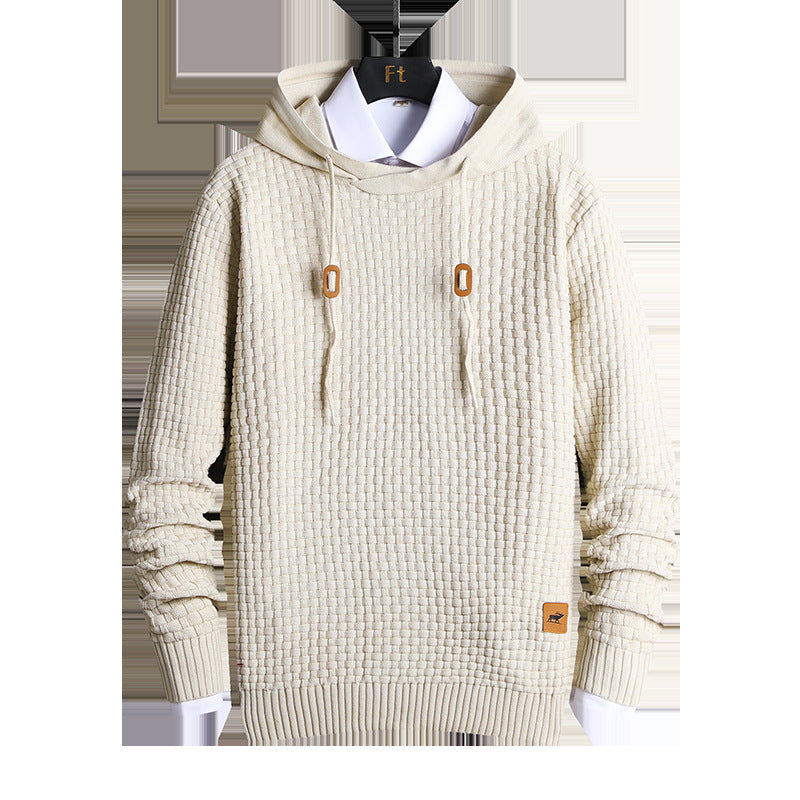 Men's Structured Hooded Knit Sweater with Relief Texture Mune Fashion
