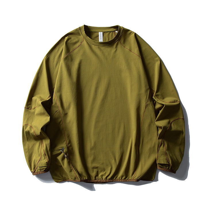 Unisex Technical Oversized Crew Neck Sweater with Flatlock Seams and Side Zipper Pocket Mune Fashion