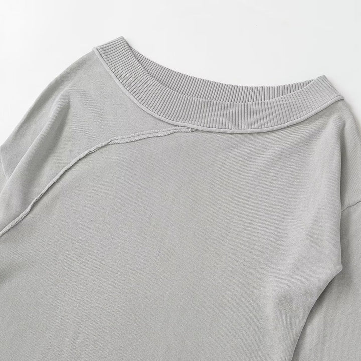 Women's Asymmetric Fine Knit Long Sleeve with Wide Boat Neck Mune Fashion