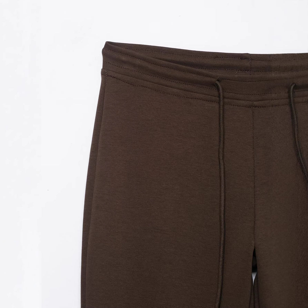 Ladies Highwaist Flared Trousers made of soft Sweat with drawstring Mune Fashion