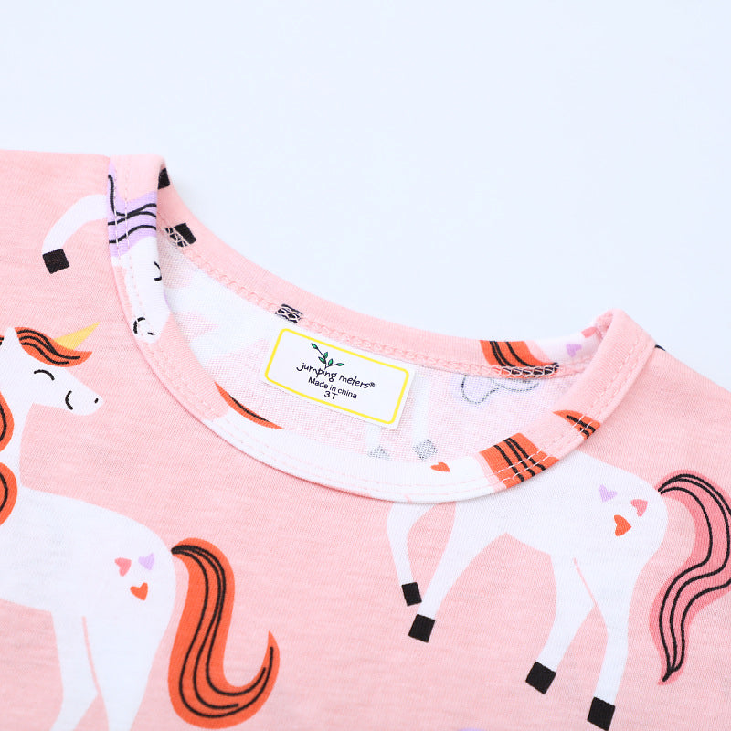 Girls Long Sleeve Dress with Cheerful Unicorn Design Mune Fashion