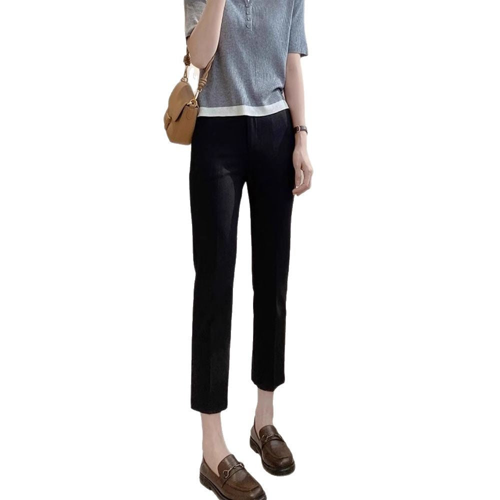 Women Figure-Hugging Fabric Trousers Mune Fashion