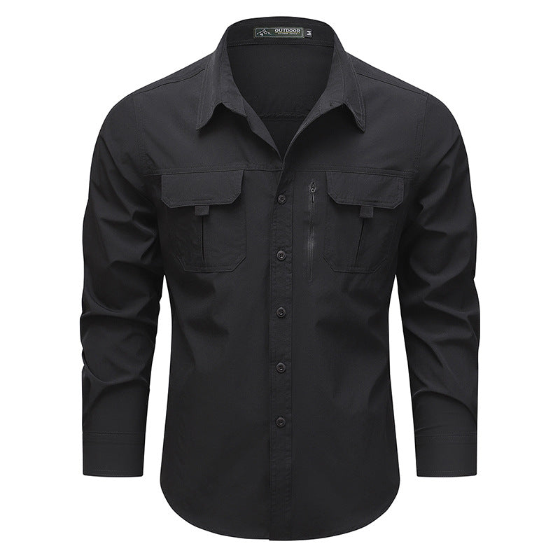 Men's outdoor utility shirt with multiple pockets and zipper Mune Fashion