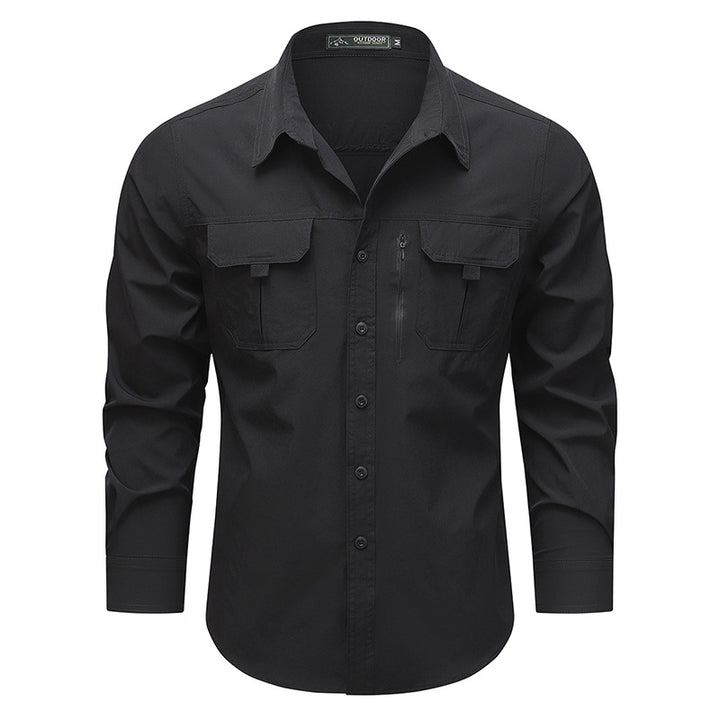 Men's outdoor utility shirt with multiple pockets and zipper Mune Fashion