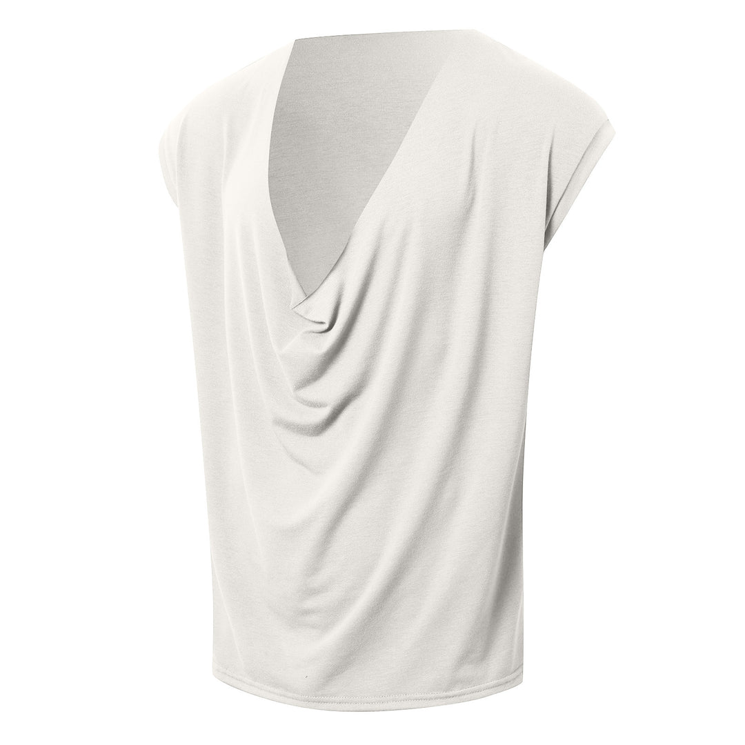 Women draped long top with deep waterfall back and drop shoulder Mune Fashion