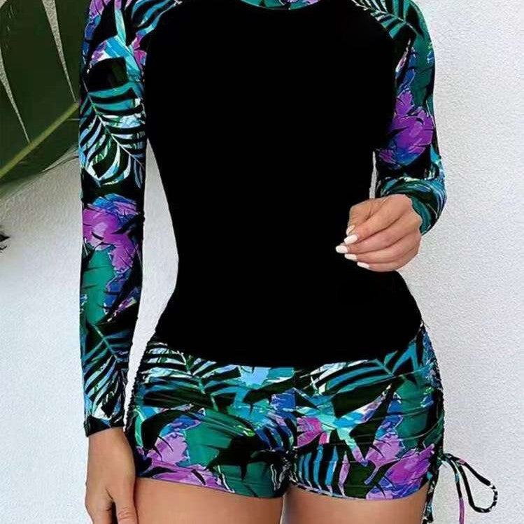 Women's sports swimsuit with long-sleeved top and high leg cut Mune Fashion