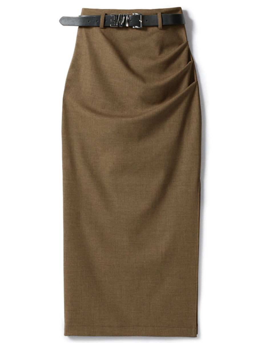 Ladies Elegant Wrap Skirt with Waist Belt Mune Fashion
