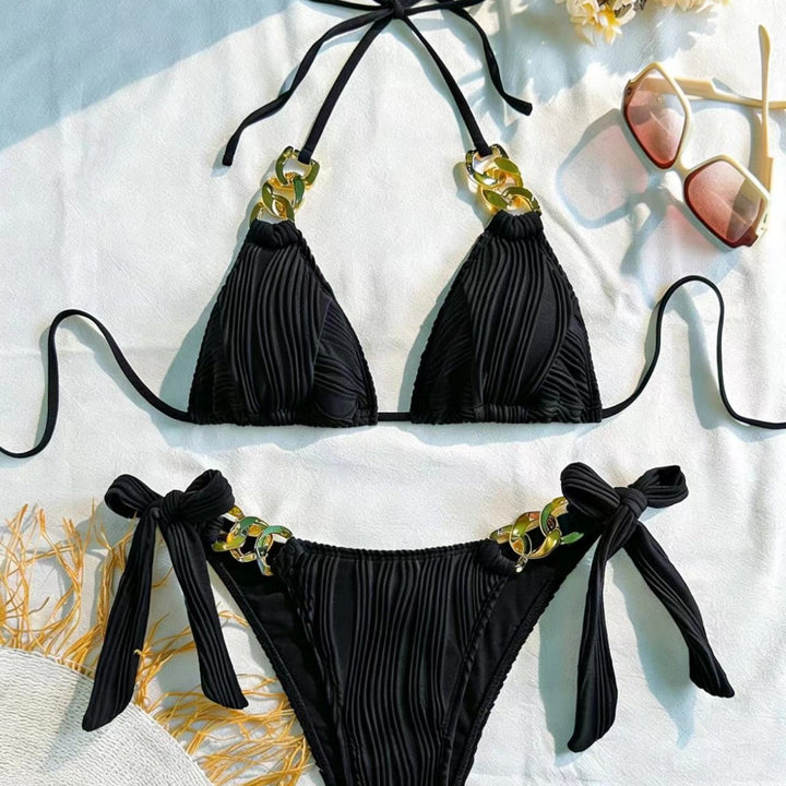 Women triangle bikini with elegant chain detail Mune Fashion