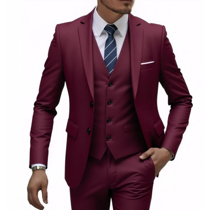 Men's three-piece Slim-Fit suit set with vest, slim lapel and tailored silhouette Mune Fashion