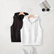 Ladies sporty hooded vest with zipper and practical pockets Mune Fashion