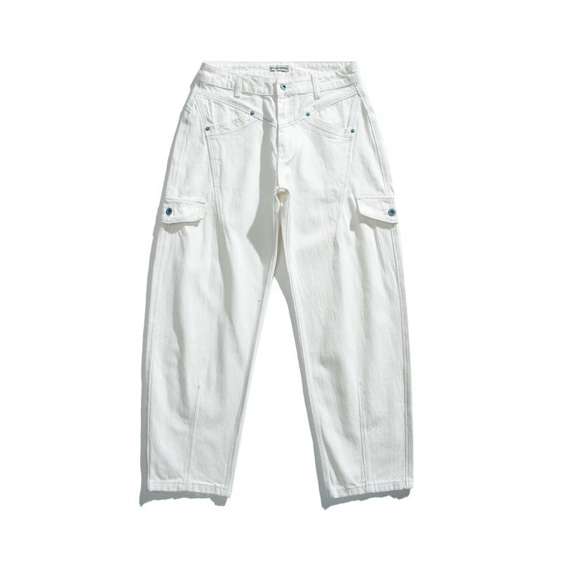 Women's High-Waisted Cargo Pants Relaxed Fit with Flap Pockets and Raw Hem Mune Fashion