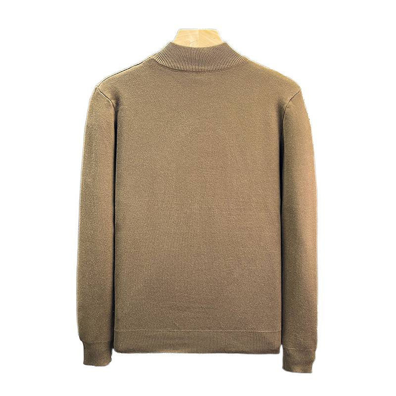 Men's fine knit pullover with short stand-up collar and geometric intarsia design Mune Fashion