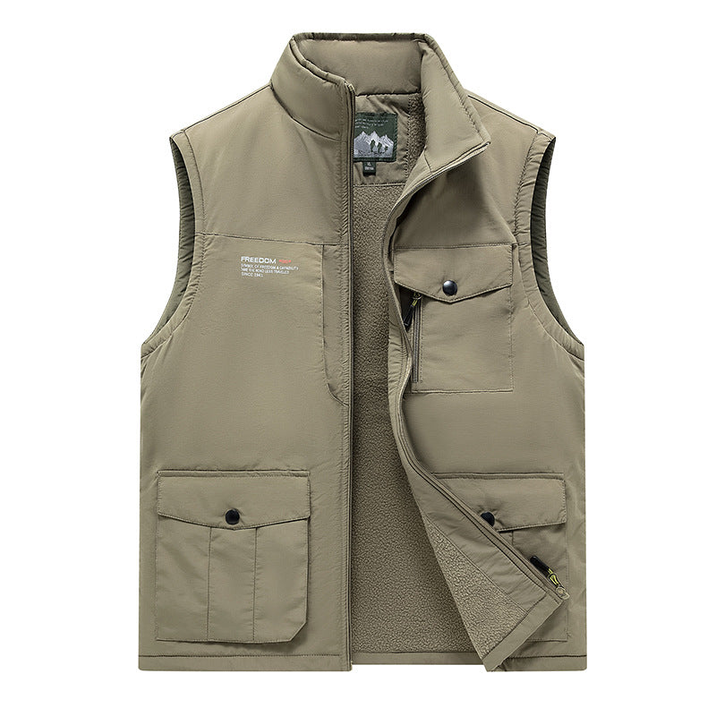 Herren Gefütterte Utility-Weste mit Teddyfutter und Multifachtaschen Mune Fashion