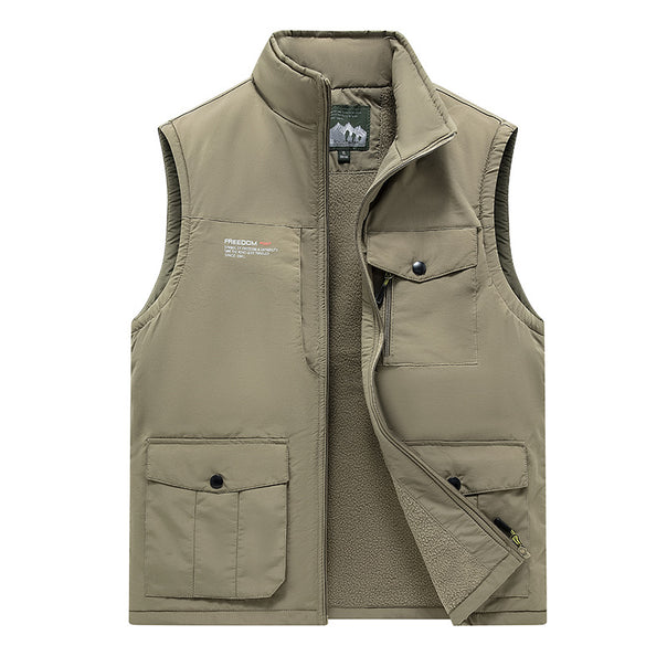 Herren Gefütterte Utility-Weste mit Teddyfutter und Multifachtaschen Mune Fashion