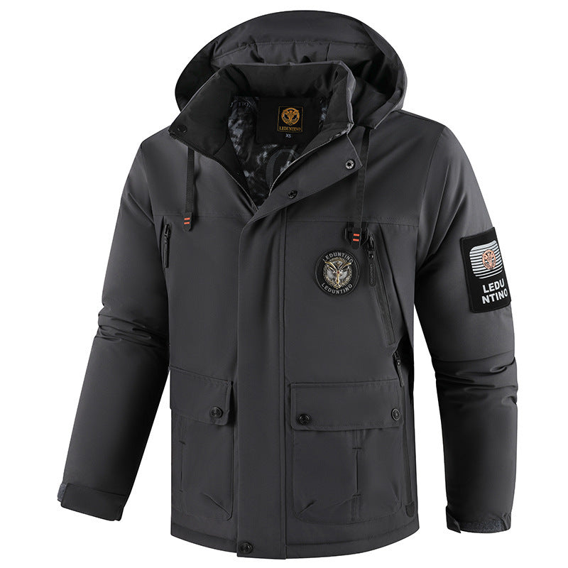 Men's urban softshell parka with detachable hood, concealed two-way zipper and breathable thermal lining Mune Fashion