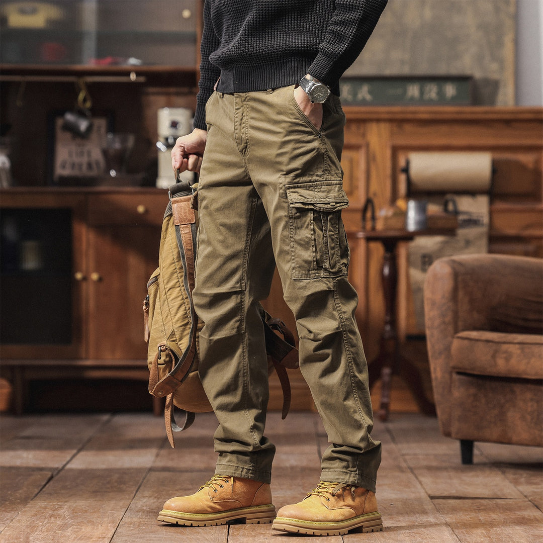 Men's Tapered Utility Cargo Pants with Multiple Pockets and Reinforced Knee Areas Mune Fashion