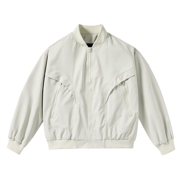Unisex  lightweight stretch shell zip-front bomber jacket with curved zip utility pockets Mune Fashion