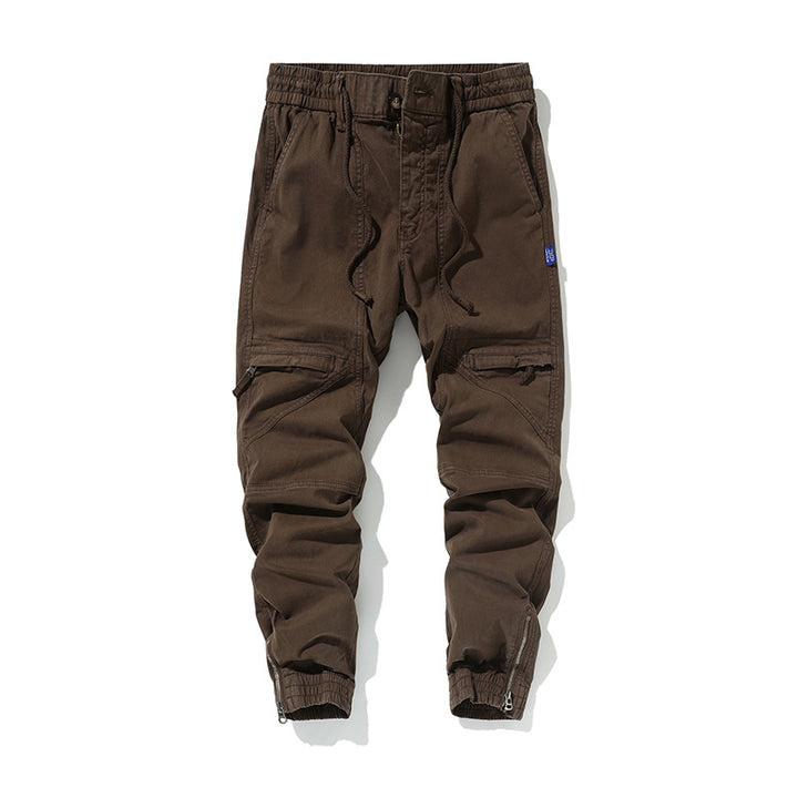 Herren Funktionale Cargo-Joggerhose mit Knieabnähern, Reißverschluss-Knöchel und Elastikbund Mune Fashion
