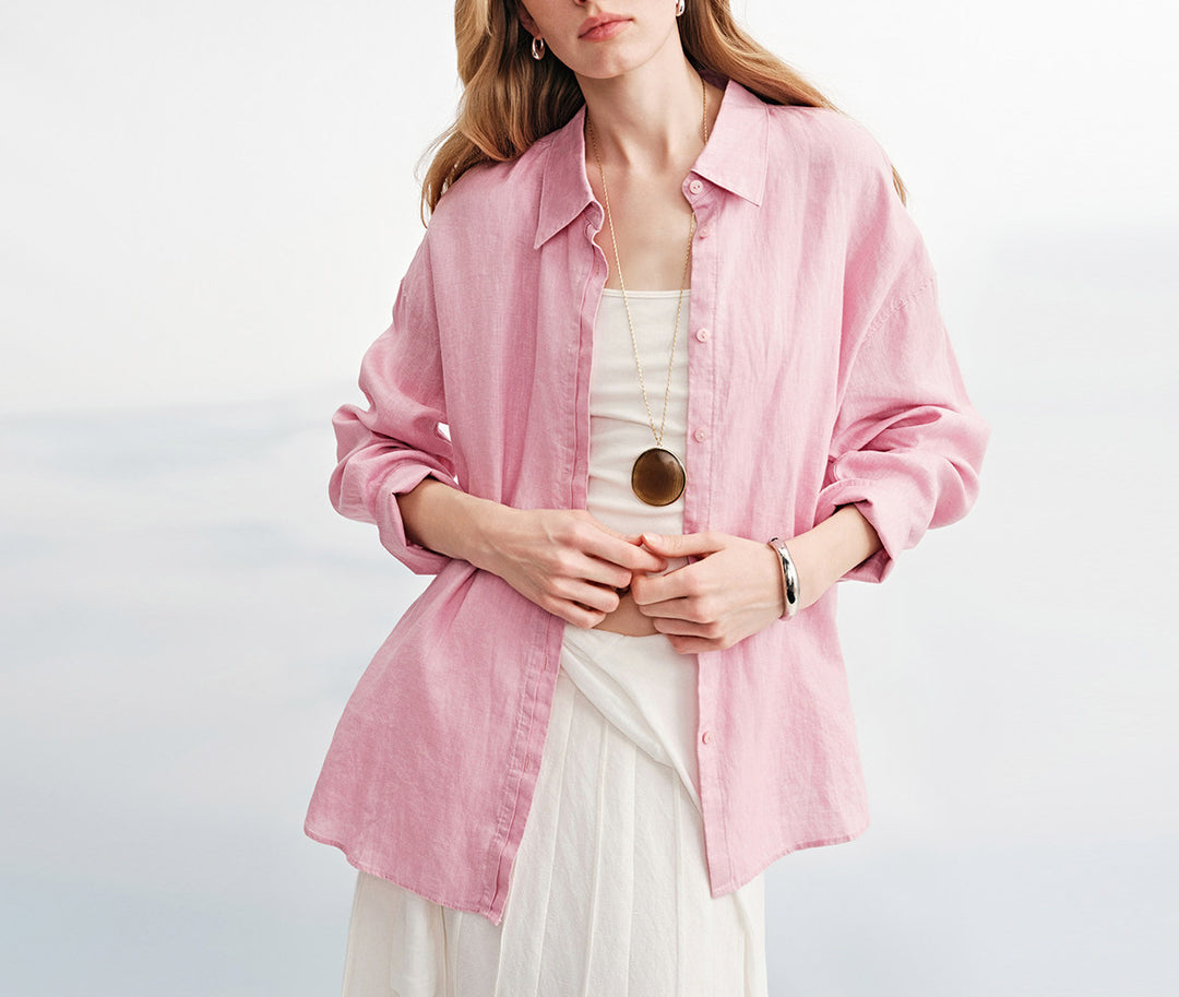 Ladies Airy Linen Blouse Mune Fashion