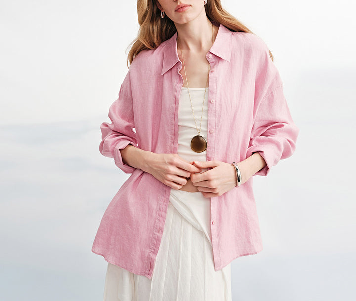 Ladies Airy Linen Blouse Mune Fashion