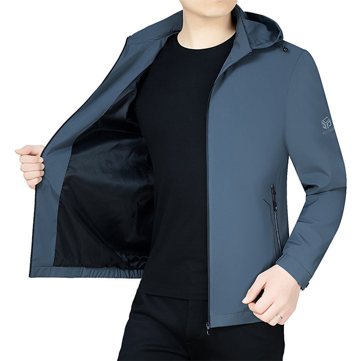 Men's lightweight hooded jacket in urban travel style with three-quarter sleeves Mune Fashion